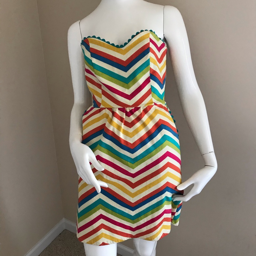 Judith March colorful strapless dress M